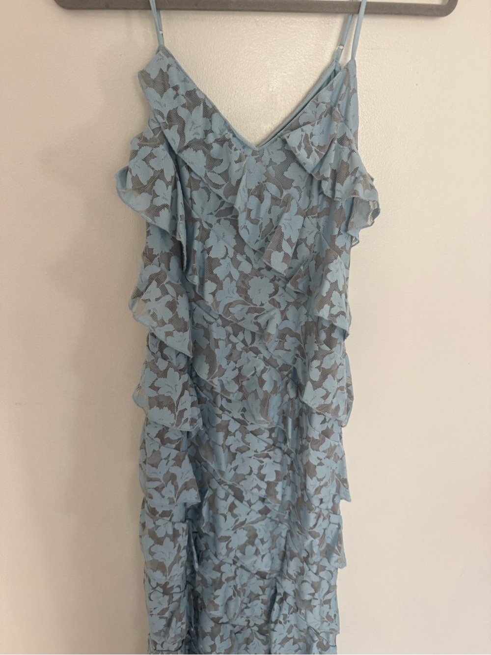 Saylor Dress Greta Ruffle Lace Maxi in Sky Blue - Picture 9 of 9